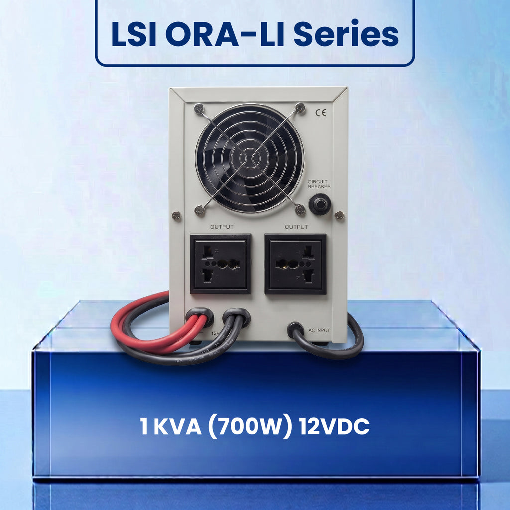 LSI ORA-LI Series | 1 KVA (700W) 12VDC | Pure Sine Wave | LiFePO4 Lithium Battery Supported
