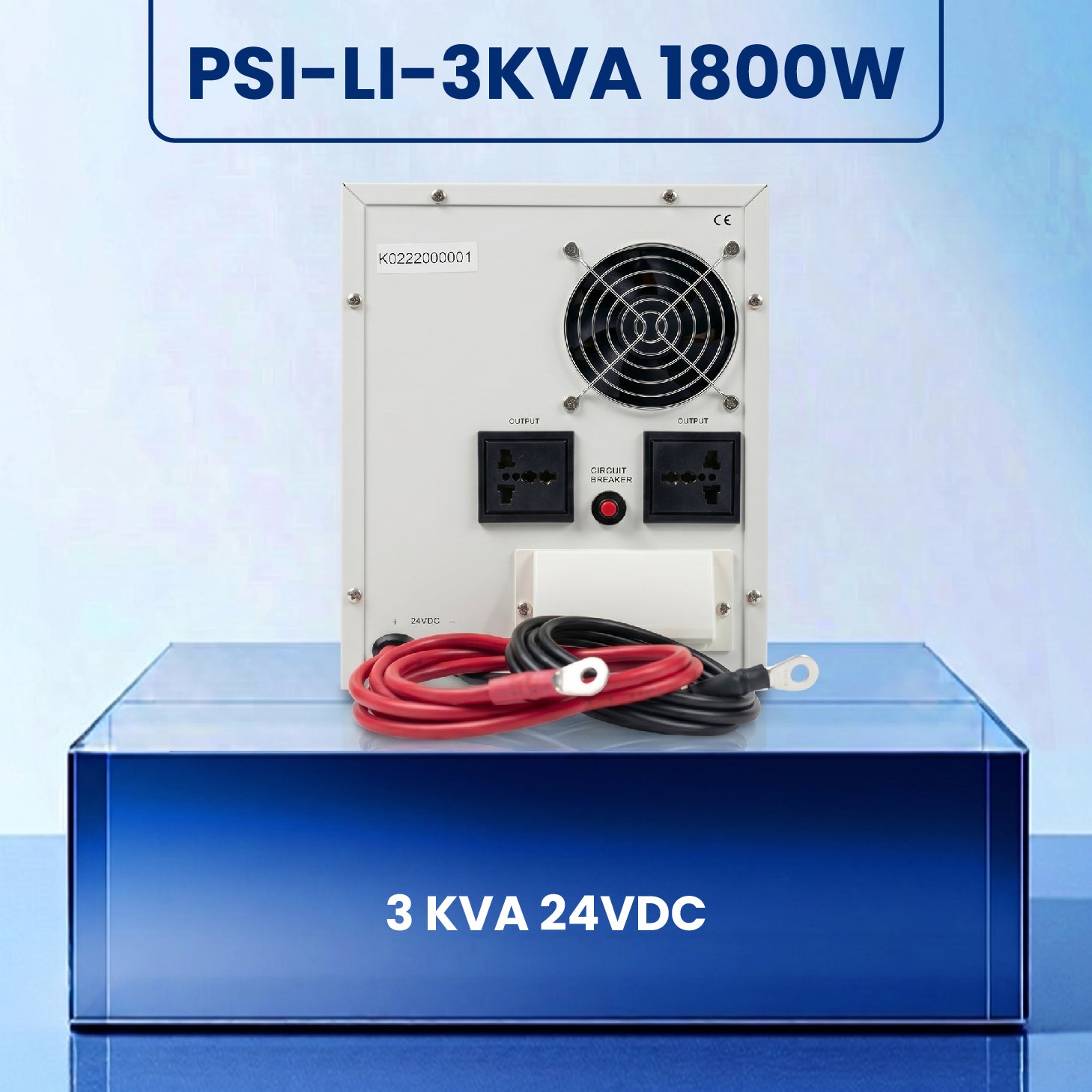 PSI-LI-3KVA 1800W | 3 KVA 24VDC | Pure Sine Wave | LiFePO4 Lithium Battery Supported